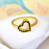 Charming Gold Plated Stone Ladies Heart Finger Ring - KSupreme