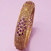 Chettinad Ruby Floral Design Broad Single Bangle - K Supreme