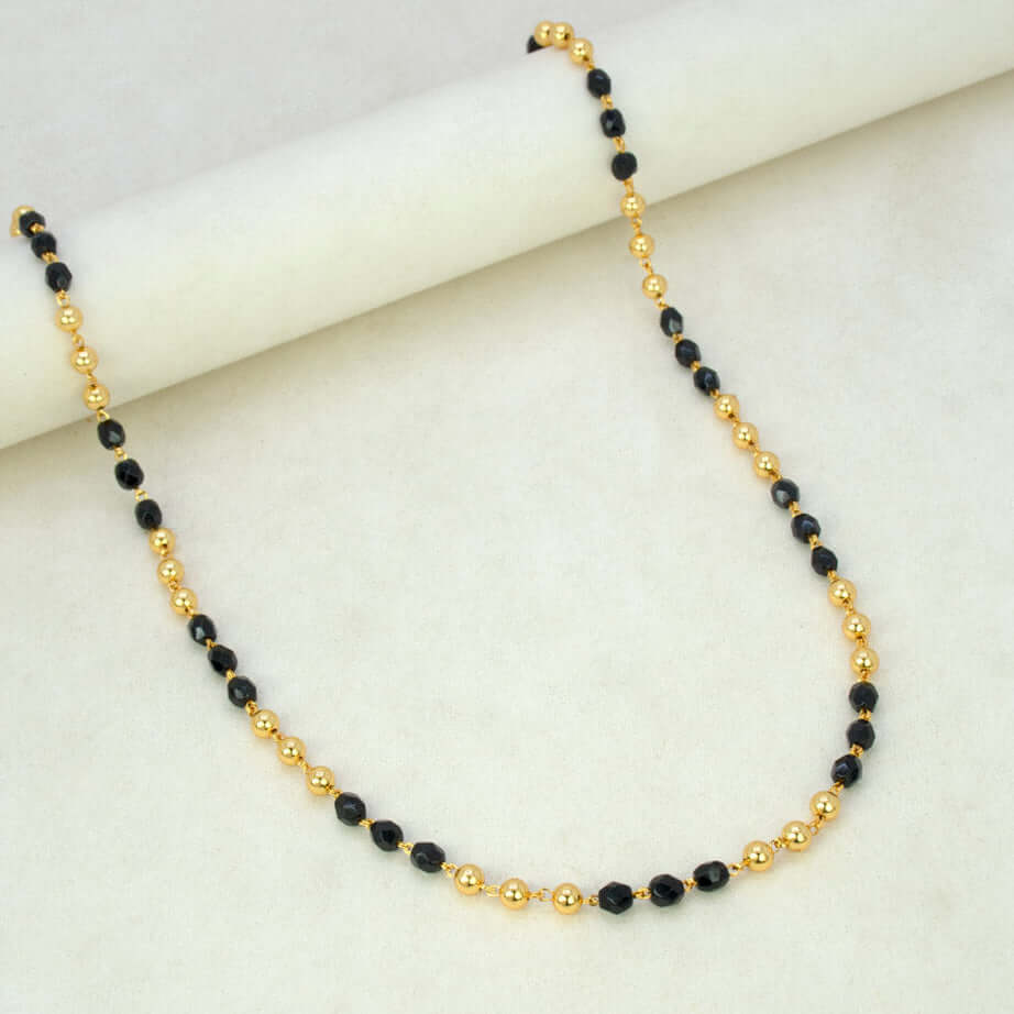 Classic Big Black and Golden Beads Mangalsutra Chain - K Supreme