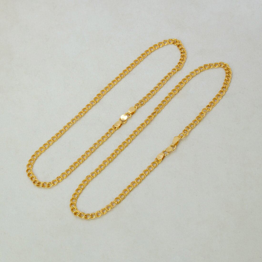 Classic Gold Plated Double Link Curb Chain Anklets - K Supreme