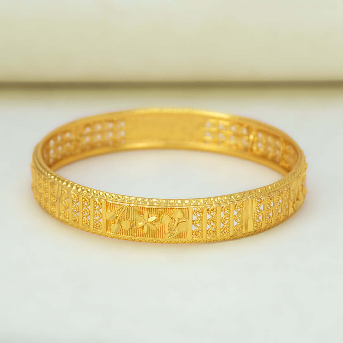 Classic Gold - Plated Floral Designer Bangle - K Supreme