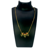 Classic Gold Plated Green Triple Palakka Pendant Necklace - K Supreme