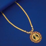 Classy Gold Plated Lakshmi Stone Pendant Necklace - K Supreme