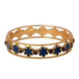 Contemporary Gold Plated Floral Enamel Bridal Stone Bangle - KSupreme