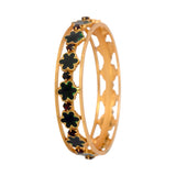 Contemporary Gold Plated Floral Enamel Bridal Stone Bangle - KSupreme