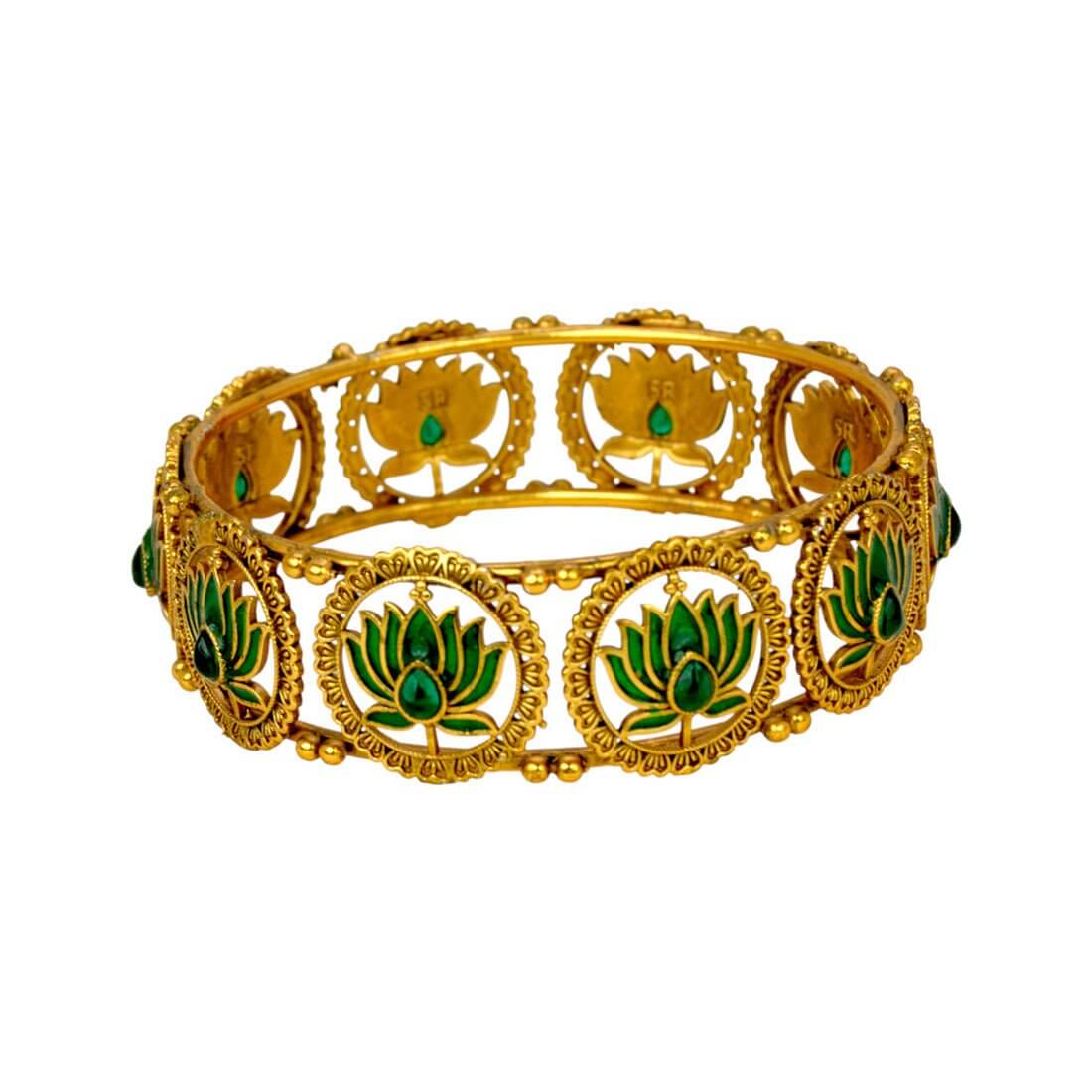 Contemporary Matte Finish Kemp Lotus Bangle - KSupreme