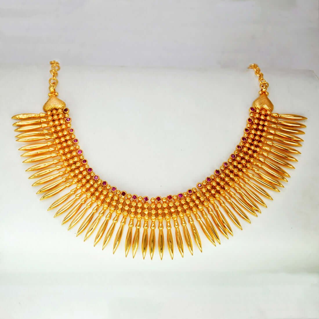 Contemporary Ruby Studded Jasmine Necklace - K Supreme