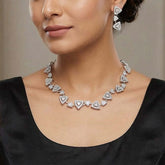 Contemporary Triangle Design American Diamond Necklace Set - K Supreme