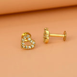 Cute Small Gold Plated CZ Heart Ear Studs - K Supreme