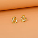 Cute Small Gold Plated CZ Heart Ear Studs - K Supreme
