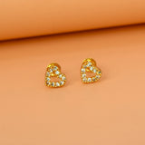 Cute Small Gold Plated CZ Heart Ear Studs - K Supreme