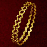 Daily wear Designer Gold Plated Zigzag Bangles showcasing an elegant zigzag design in gold plating.