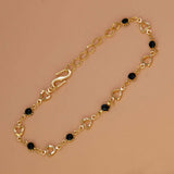 Dainty Black Enamel Flower & Golden Heart Bracelet - K Supreme