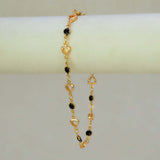 Dainty Black Enamel Flower & Golden Heart Bracelet - K Supreme