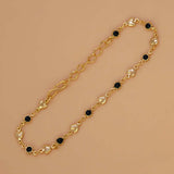 Dainty Black Enamel Flower & Golden Heart Bracelet - K Supreme
