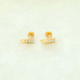 Dainty Gold Plated CZ Second Studs - K Supreme