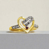 Dashing Gold Plated AD Stone Heart Love Finger Ring
