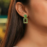 Dazzling Gold Plated Geometric Stone Drop Earrings - K Supreme