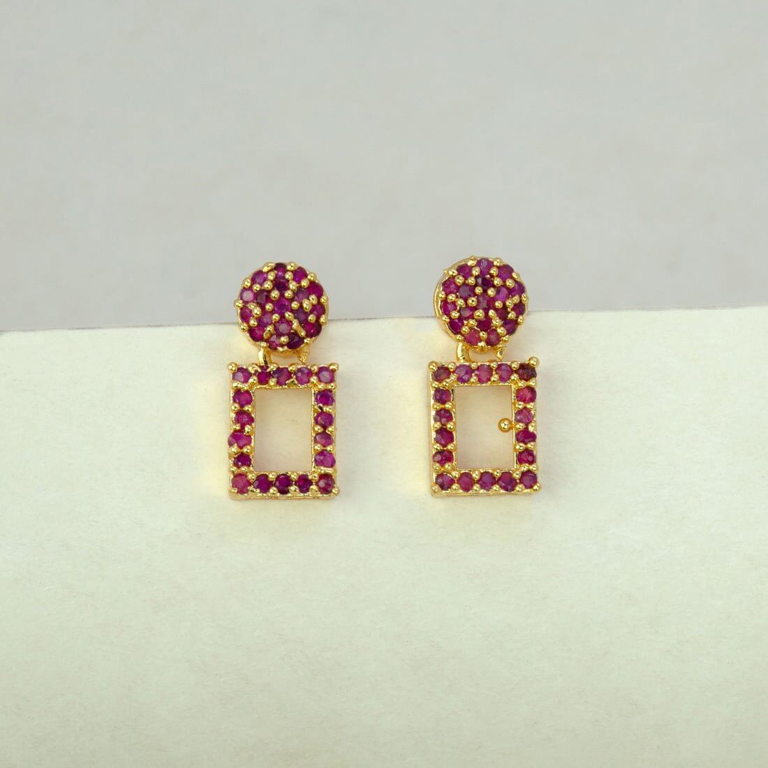Dazzling Gold Plated Geometric Stone Drop Earrings - K Supreme