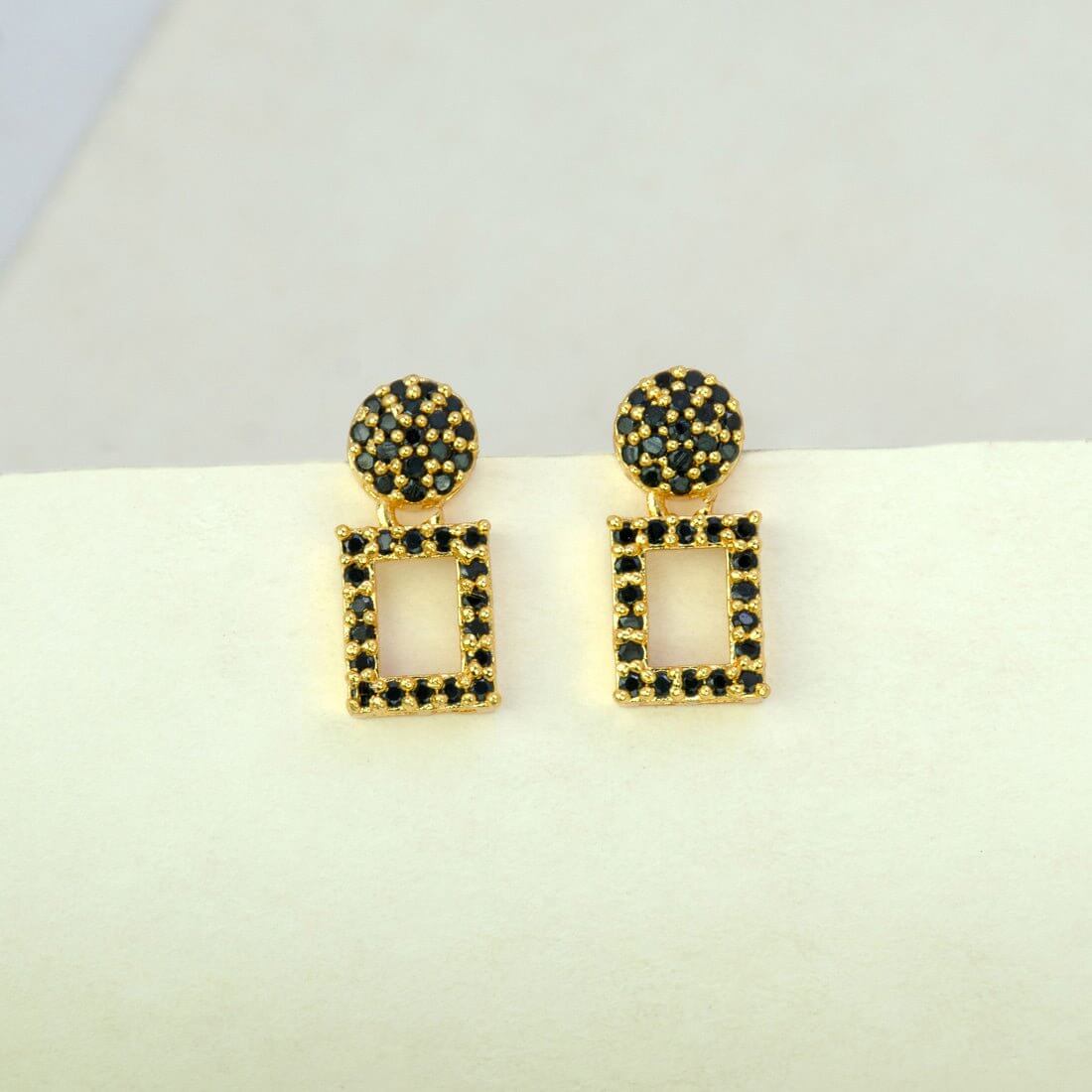 Dazzling Gold Plated Geometric Stone Drop Earrings - K Supreme