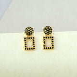 Dazzling Gold Plated Geometric Stone Drop Earrings - K Supreme