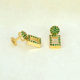 Dazzling Gold Plated Geometric Stone Drop Earrings - K Supreme