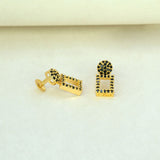 Dazzling Gold Plated Geometric Stone Drop Earrings - K Supreme