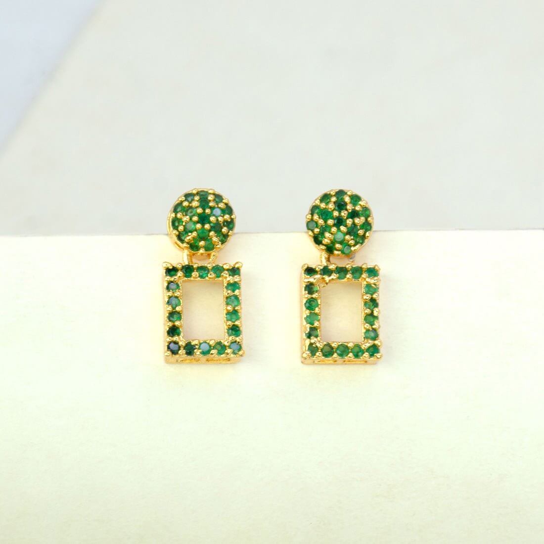 Dazzling Gold Plated Geometric Stone Drop Earrings - K Supreme