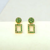Dazzling Gold Plated Geometric Stone Drop Earrings - K Supreme