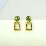 Dazzling Gold Plated Geometric Stone Drop Earrings - K Supreme