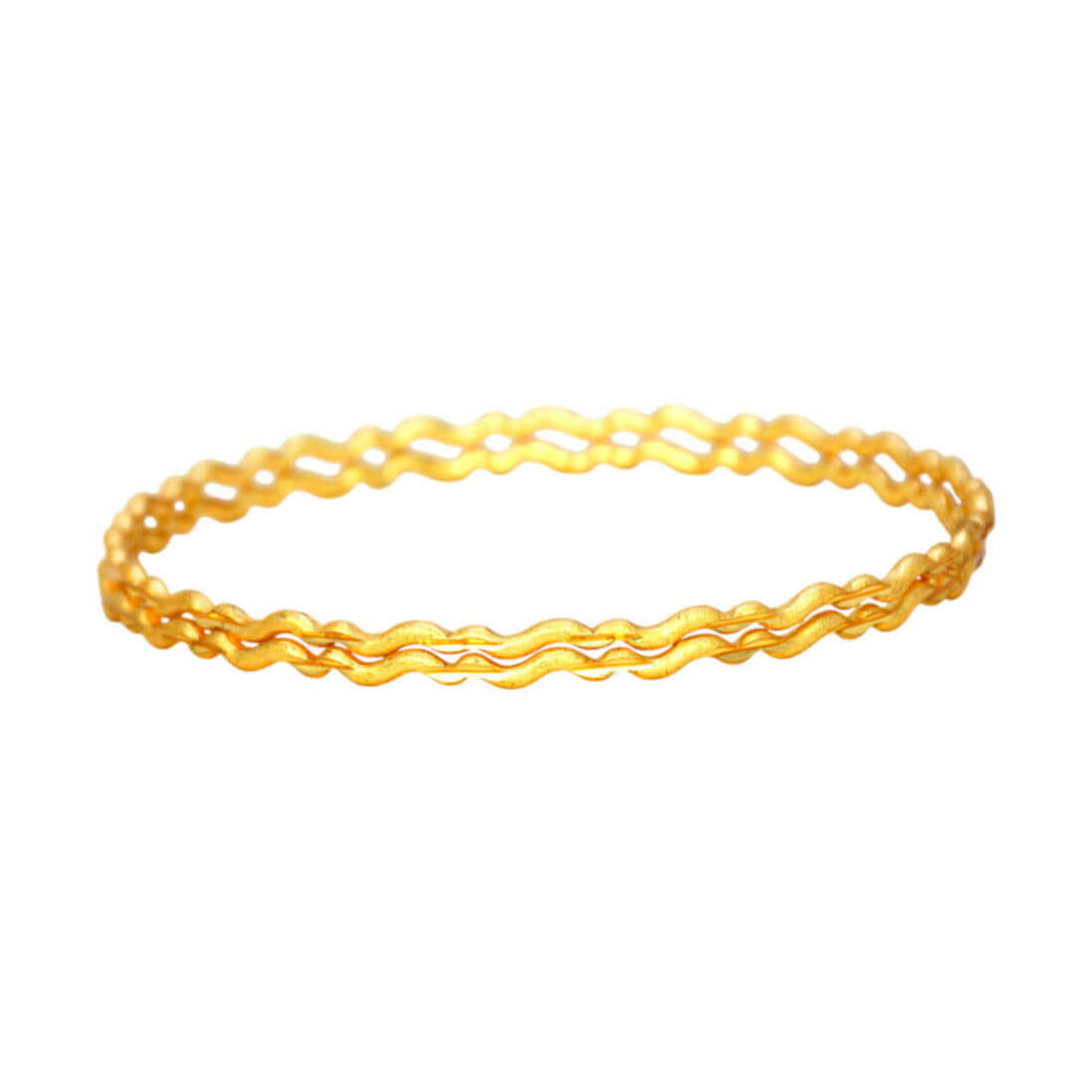 Delicate Gold Plated Wave Pattern Bangles showcasing a graceful wave design in elegant gold plating.