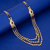 Designer Triple-Layer Golden Ball Chain Necklace