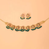 Divine Gold Plated Ruby Lakshmi Crystal Choker Necklace Set - K Supreme