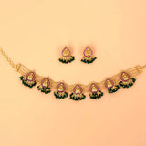 Divine Gold Plated Ruby Lakshmi Crystal Choker Necklace Set - K Supreme