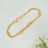 Gold Plated Double Chain Beaded Bracelet