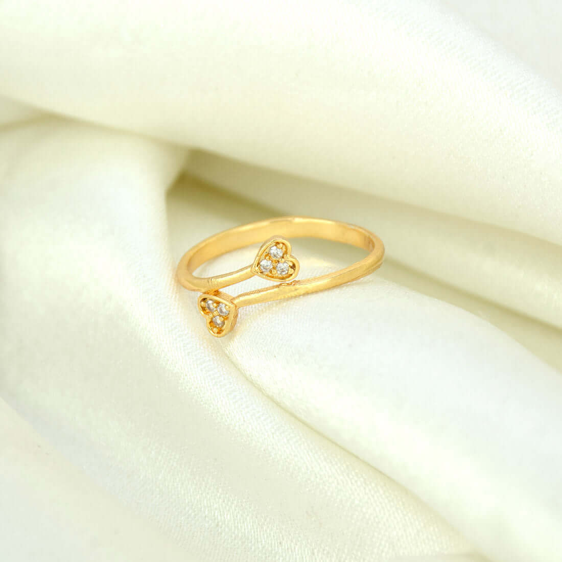 Dual Heart American Diamond Ladies Finger Ring - K Supreme