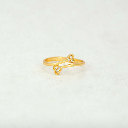 Dual Heart American Diamond Ladies Finger Ring - K Supreme