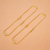 Dual Tone Triple Designer Beads Box Chain Anklets - K Supreme