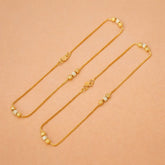 Dual Tone Triple Designer Beads Box Chain Anklets - K Supreme