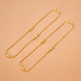 Dual Tone Triple Designer Beads Box Chain Anklets - K Supreme