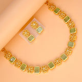 Elegant Antique Floral Square Stone Sufi Necklace Set - K Supreme