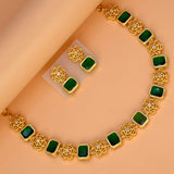 Elegant Antique Floral Square Stone Sufi Necklace Set - K Supreme