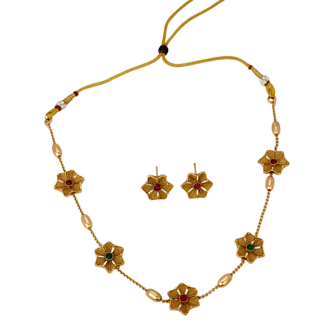 Elegant Antique Gold Plated Floral Choker Set - K Supreme