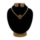 Elegant Antique Kemp Stone Pendant Pearl Choker Set - KSupreme
