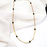 Elegant Black Crystal Gold Plated Box Chain - 18 Inch - K Supreme
