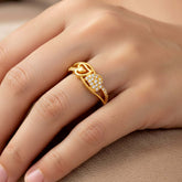 Elegant Gold Plated Adjustable CZ Heart Design Finger Ring - K Supreme