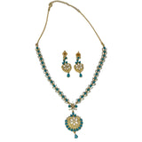 Elegant Gold Plated Blue and White Pearl Necklace Set - K Supreme