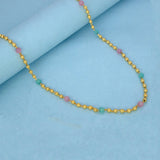 Elegant Gold Plated Designer Ball Chain with Pastel Beads - KSupreme
