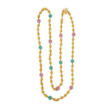 Elegant Gold Plated Designer Ball Chain with Pastel Beads - KSupreme