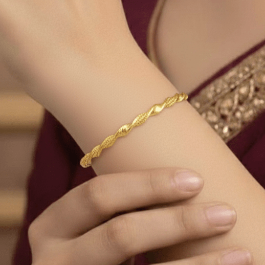 Elegant Gold Plated Designer Spiral Bangles - K Supreme